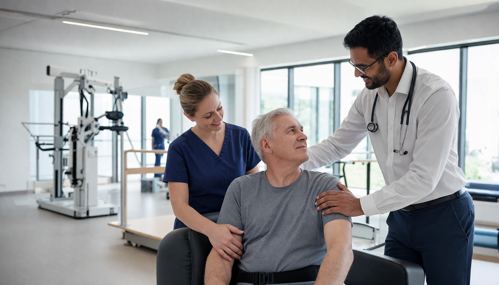 Spinal cord injury rehabilitation physiotherapy session at Ascot Rehab London